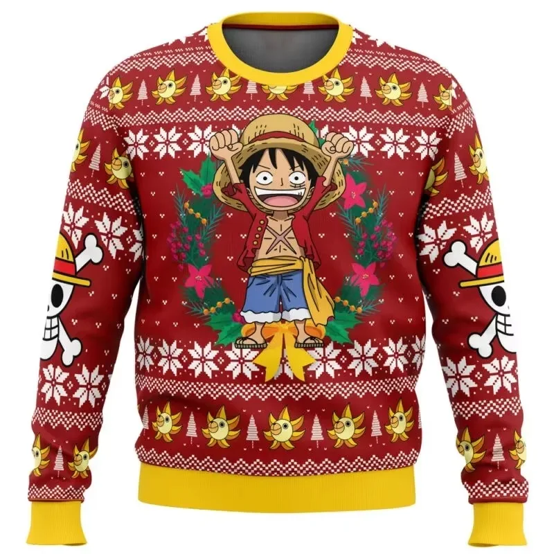 Цельный рождественский свитер Luffy Chopper, тематический пуловер в стиле аниме для мужчин и женщин, толстовка с капюшоном Kawaii для пар, праздничные вечеринки и подарки
