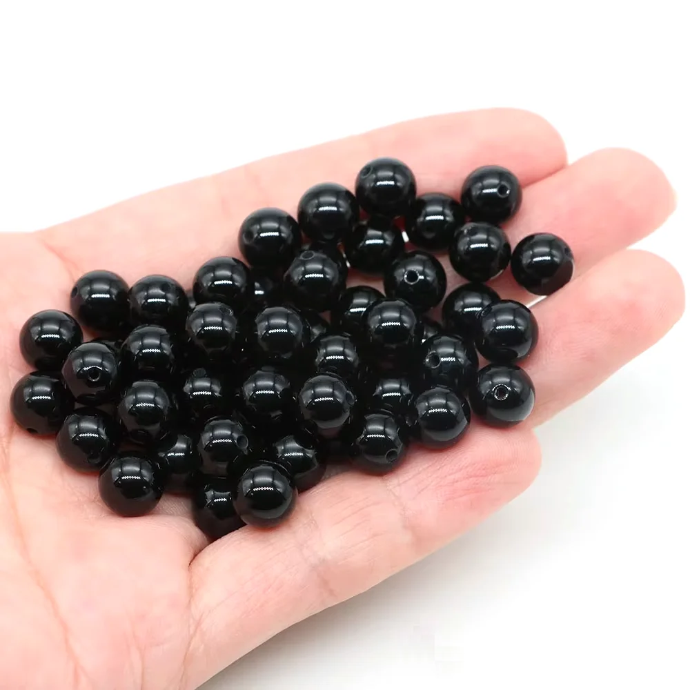 4 6 8 10 mm natürliche schwarze Turmalin-Perlen, rund, glatt, lose Steinperlen für Schmuckherstellung, DIY-Armband, Halskette, Zubehör