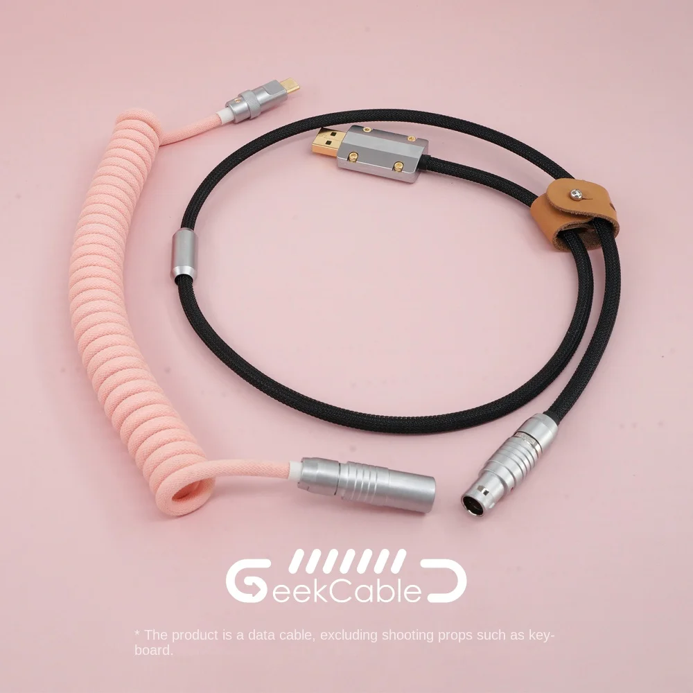 

Off the shelf GeekCable manual customized keyboard data spiral wire rear air plug series braided pink black