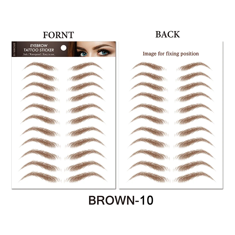 Water-based Hair-liked Eyebrow Tattoo Sticker Waterproof Long Lasting Makeup False Eyebrows Stickers for Brow Grooming Shaping