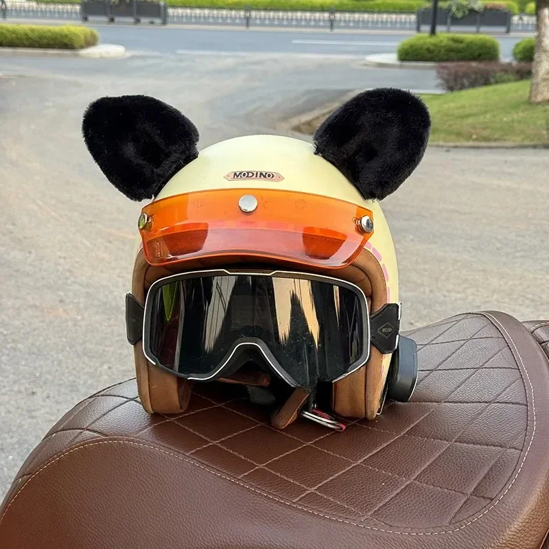 bears head motorcycle helmet HTLNUZD Full Face with Stuffed Bear Jacket Clothes Dolls Motorcycle Bear Decoration Helmet for Pet Helmet (red-Graffiti) : Automotive its actually stretchy nylonish material with a big bit of elastic around the bottom to hold them firmly to the helmet Fluff Bear Ears Full Face