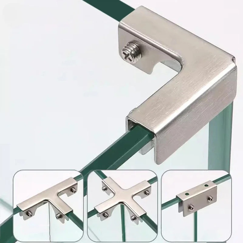 Stainless Steel Combination Glass Clamp for Glass Display Cabinet Fishbowl Fixing Clip Ceramic Tile Panel Reinforced Splicing