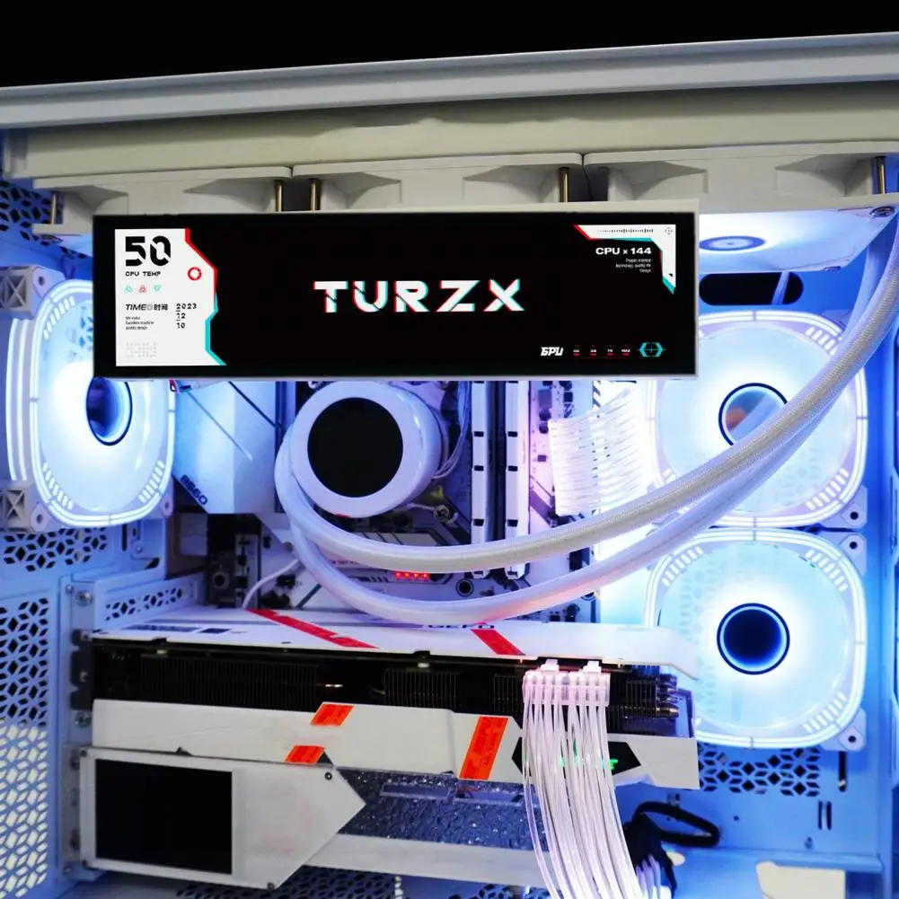 Ips Screen Computer Case com Conexão Tipo-C, Mini Display LCD para PC, CPU, Gpu, Monitoramento de RAM, 8.8"