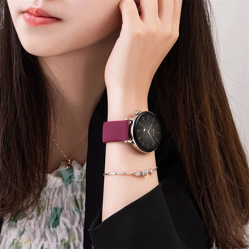 Pulseira de relógio de silicone macia para Samsung Galaxy Watch, pulseira esportiva, 6-5 Pro, 4 Classic, Active 2, Huawei GT, 4-3-2 e-Pro, 22mm, 20mm