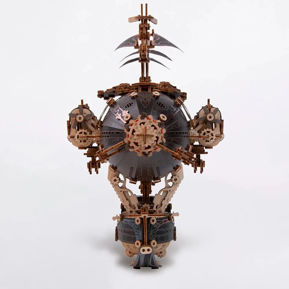 HowCat 3D DIY Wooden Puzzle Wooden Airship Puzzle Ornaments Home Decorations Accessories Miniature Model Assemble Original Toy