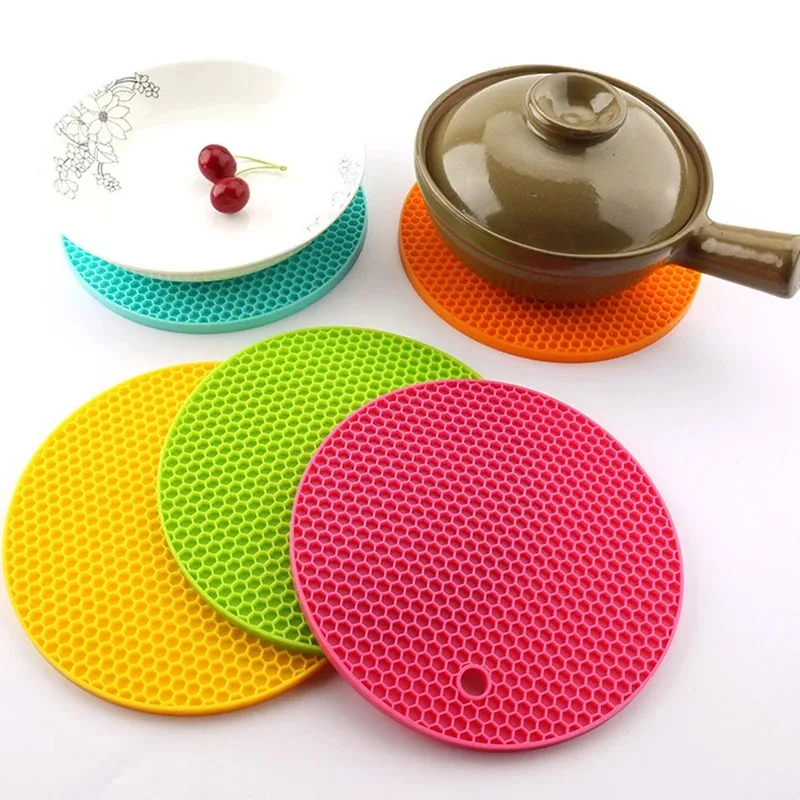 18/14cm runde hitze beständige Silikon matte Getränke tasse Untersetzer rutsch feste Top flappen Tisch Tischset Küchen zubehör Onder zetter