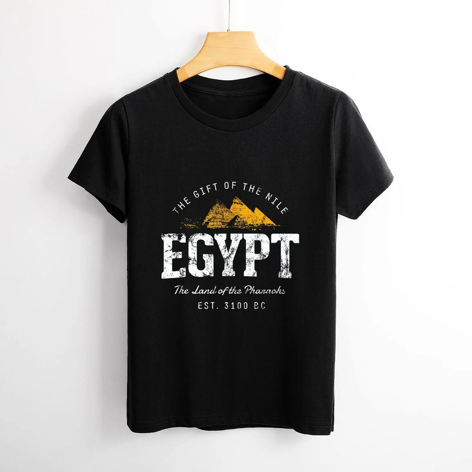 Vintage Vacation Souvenir Egypt Print T Shirt for Women Graphic Shirts Casual Short Sleeved Black Female Tee O-neck T-shirts