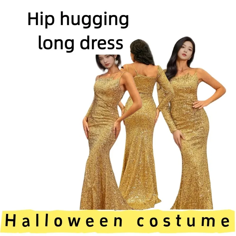 

European American Women's V-Neck Mid-Waist Off-the-Shoulder Long Formal Evening Gown Dress for Proms Weddings Banquets Evening