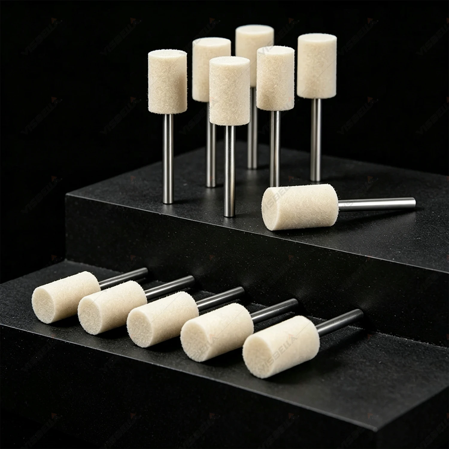 Wool Felt Polishing Buffing Wheel Kit with Mandrel Mounted Grinding Bits Tapered Points & Pads for DIY Hand Work 1/8