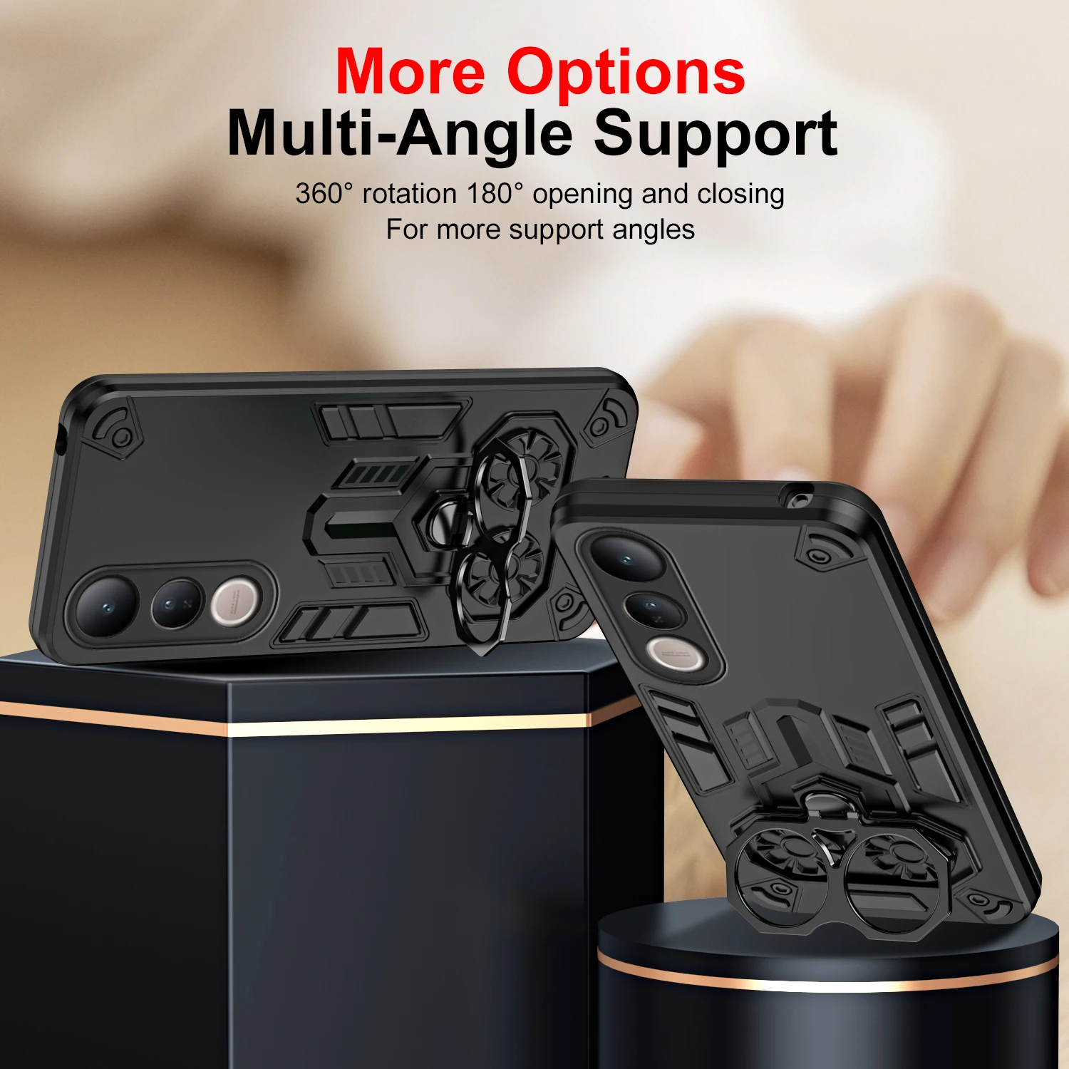 Case for Vivo V50 Lite 5G V50e Protective Cover Military Grade Shockproof Armor Metal Ring Kickstand Fundas Coque view 2