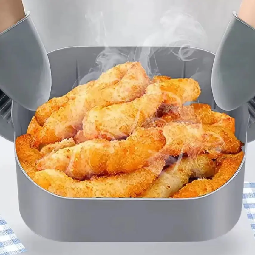 غير عصا 8.2 بوصة مقلاة الهواء سيليكون بطانات مربع Airfryer بطانات قابلة لإعادة الاستخدام سلة وعاء صينية الخبز Airfryer الملحقات