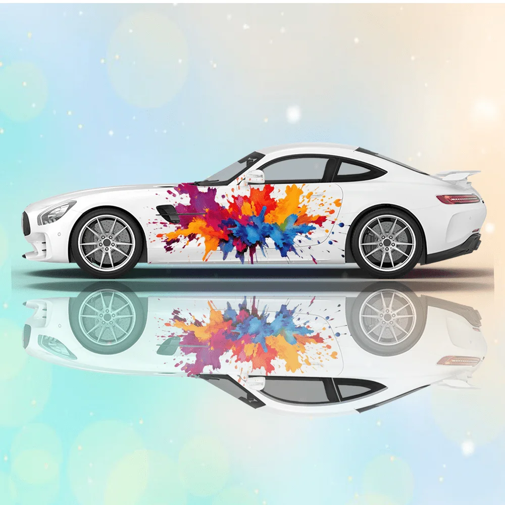 

Colorful Splash Gradient Car Vinyl Wraps Decal Self-adhesive PVC Sticker Suitable for Trucks SUV Decor Auto Accessories Gift