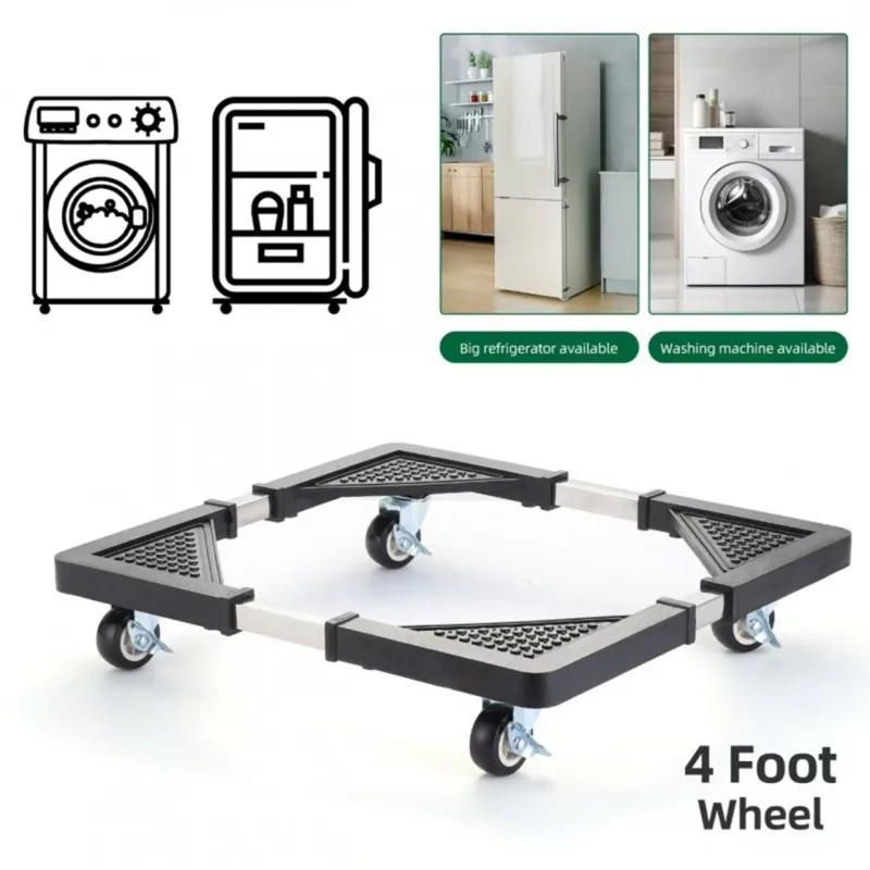 【RAMADAN SALE】Washing Machine Stand Base With Adjustable Dolly 4 Locking Wheels 40X40cm-60X60cm Mini Fridge Stand