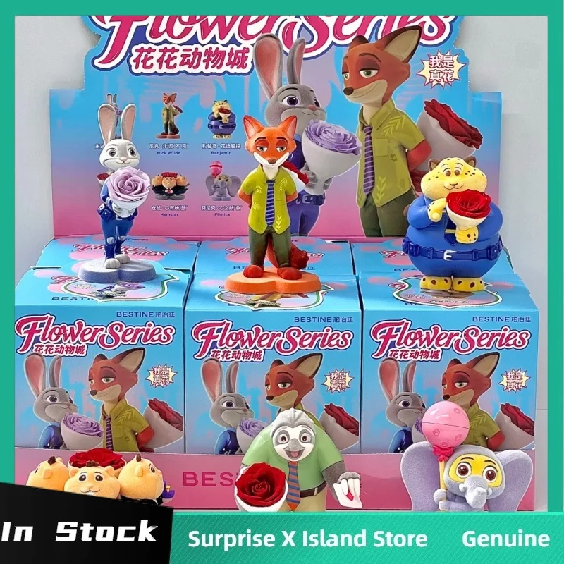 

Genuine Zootopia Flower Series Blind Box Cute Cartoon Nick Judy Action Figure Zootopia Doll Mystery Box Anime Collect Model Toy