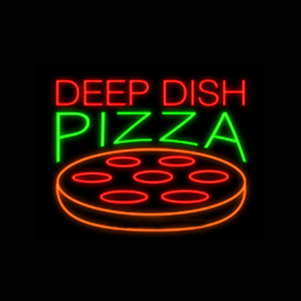 DEEP DISH PIZZA Neon Sign Light Custom Handmade Real Glass Tube Restaurant Store Room Decor Food Advertise Display Lamp 24