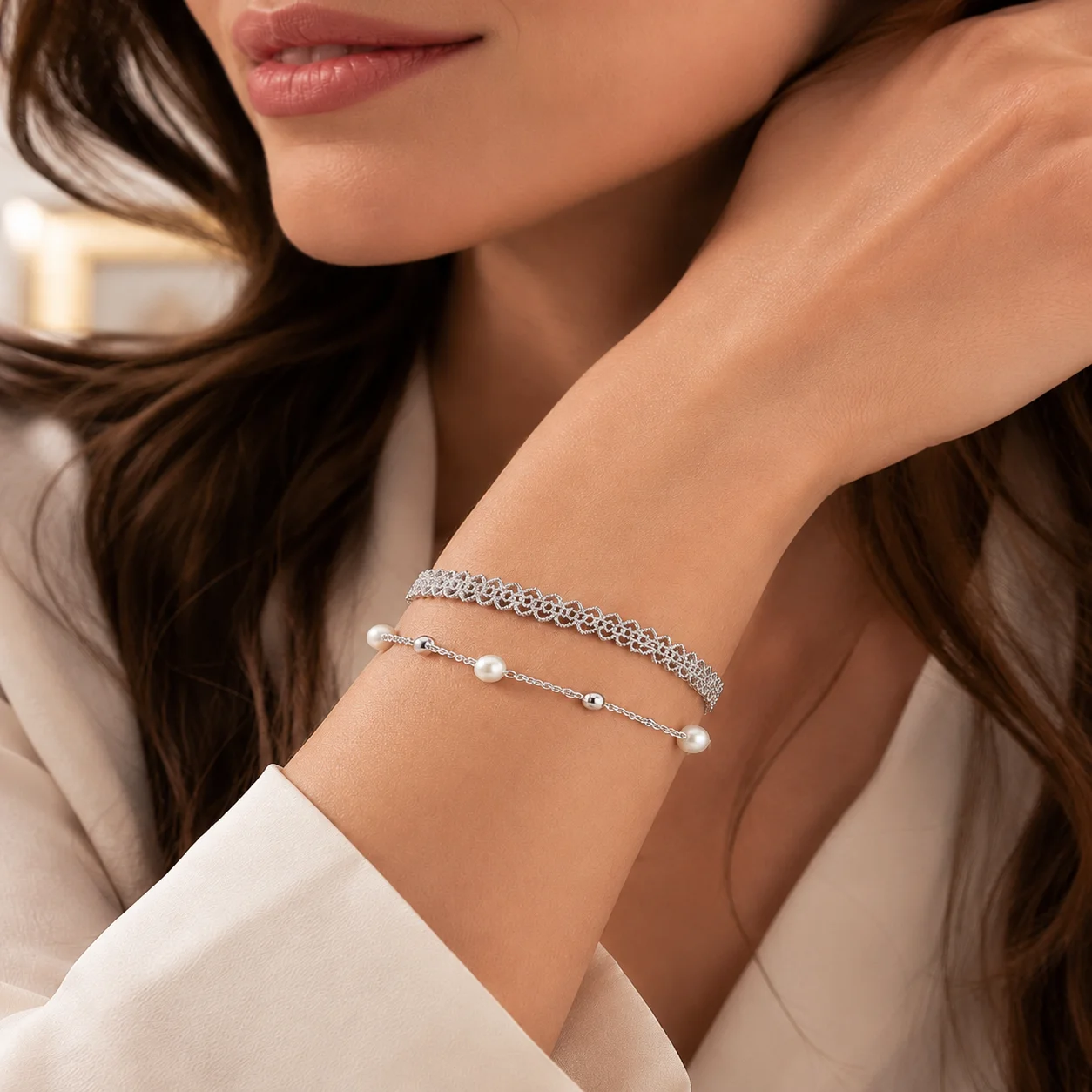 925 Silver Plated Bracelet Set - Cufflinks Silver Set 评论和价格