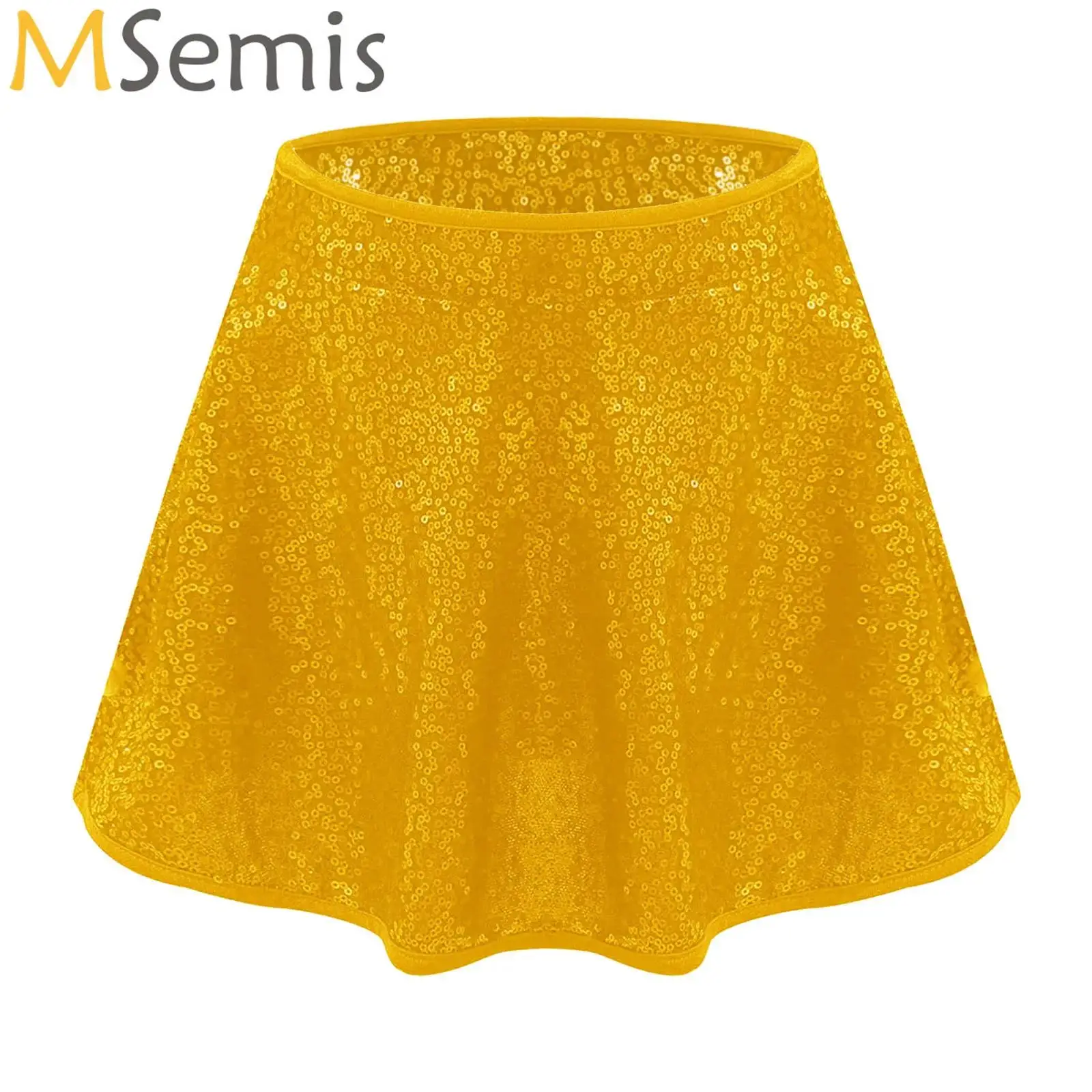 

Kids Girls Dance Skirt Shorts Shiny Sequins Elastic Waistband Built-in Briefs Culottes Dance Stage Performance Costume