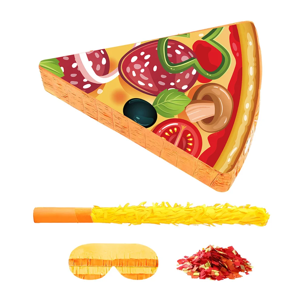 

1Set Pizza Pinata Bright Pizza Slice Party Decoration Blindfold Stick Confetti Birthday Party Game Food Themed Celebration