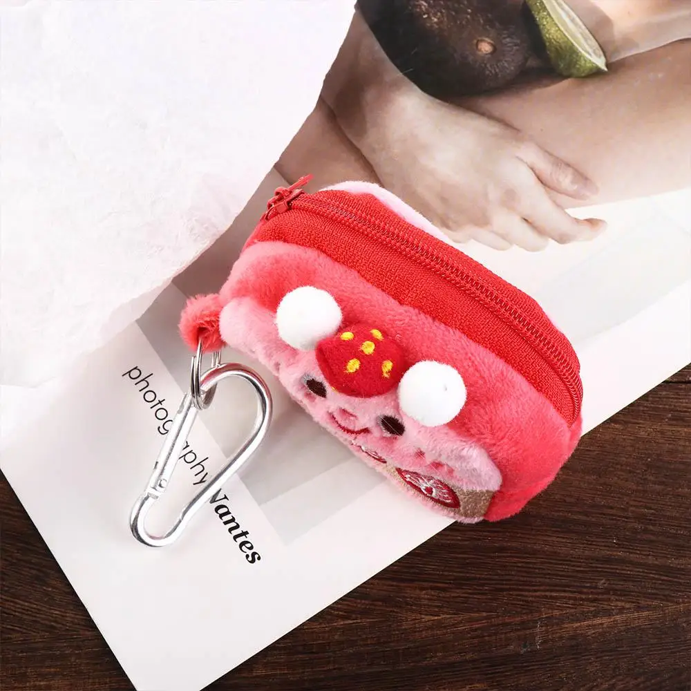 Multifunctional Embroidery Key Chains Strawberry Cake Zipper Purse Wallets Korean Money Bag Mini Coin Purse Bus Card Holder