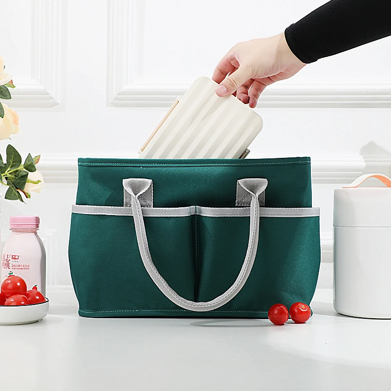 Bolsa térmica de gran capacidad para el almuerzo, bolso de mano portátil Oxford impermeable con cremallera, aislante, para la escuela, Picnic, Camping, comida