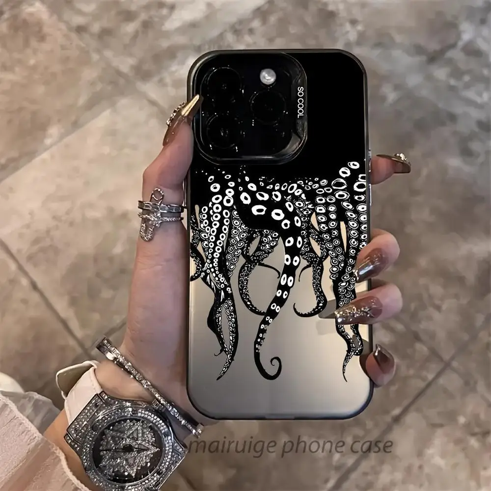 

Octopus Tentacles Black Phone Case anti-slip and shockproof phonecase suitable for iPhone 16 15 14 13 12 11 Pro Max plus mini se