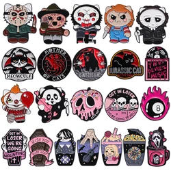 Gothic Horror Brooch Vampire Cat Wolf Music CD Dagger Joker Pink Phone Skull Apple Coffin Coffee Creative Badge Punk Pin Jewelry