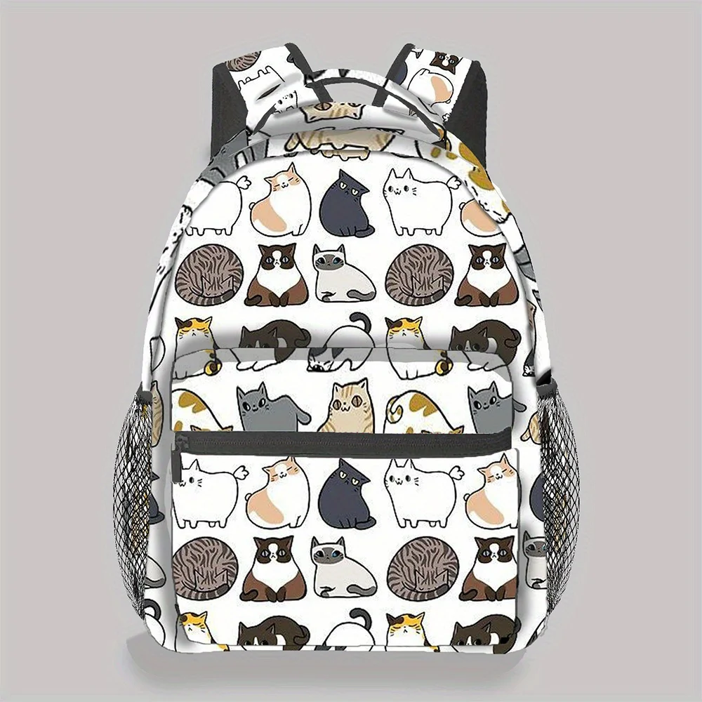 Backpack Lightweight High Quality Adjustable Shoulder Straps Floral Pattern Black Background with Multi-color Geometric Pattern