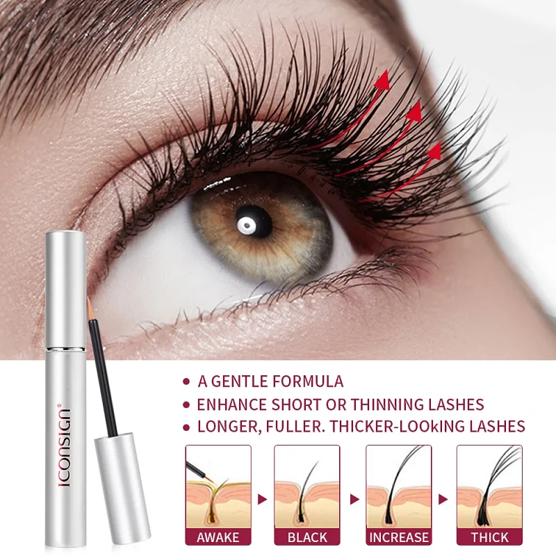 Wholesale ICONSIGN 7 Days Fast Eyelash Growth Serum Lash Enhancer Natural Treatments Eyelash Liquid Eye Lash Brow Growth Longer