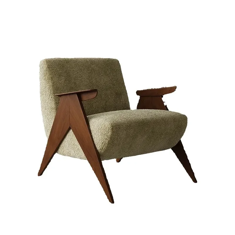 

Medieval nostalgic single sofa chair minimalist solid wood sofa