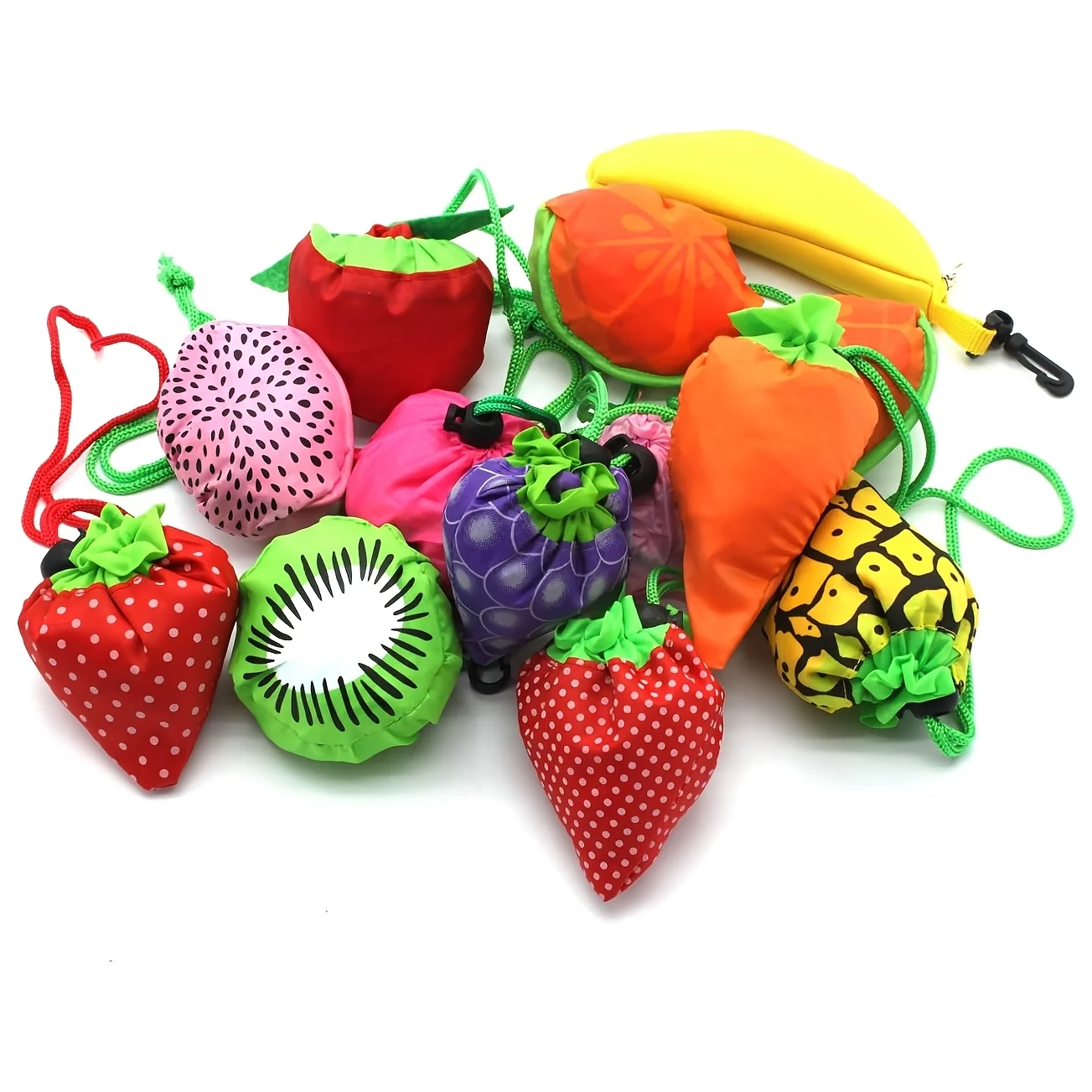 

5Pcs Fruit Print Reusable Shopping Bag,Foldable Washable Handbag,Wear-resistant Pouch for Travel Daily Grocery