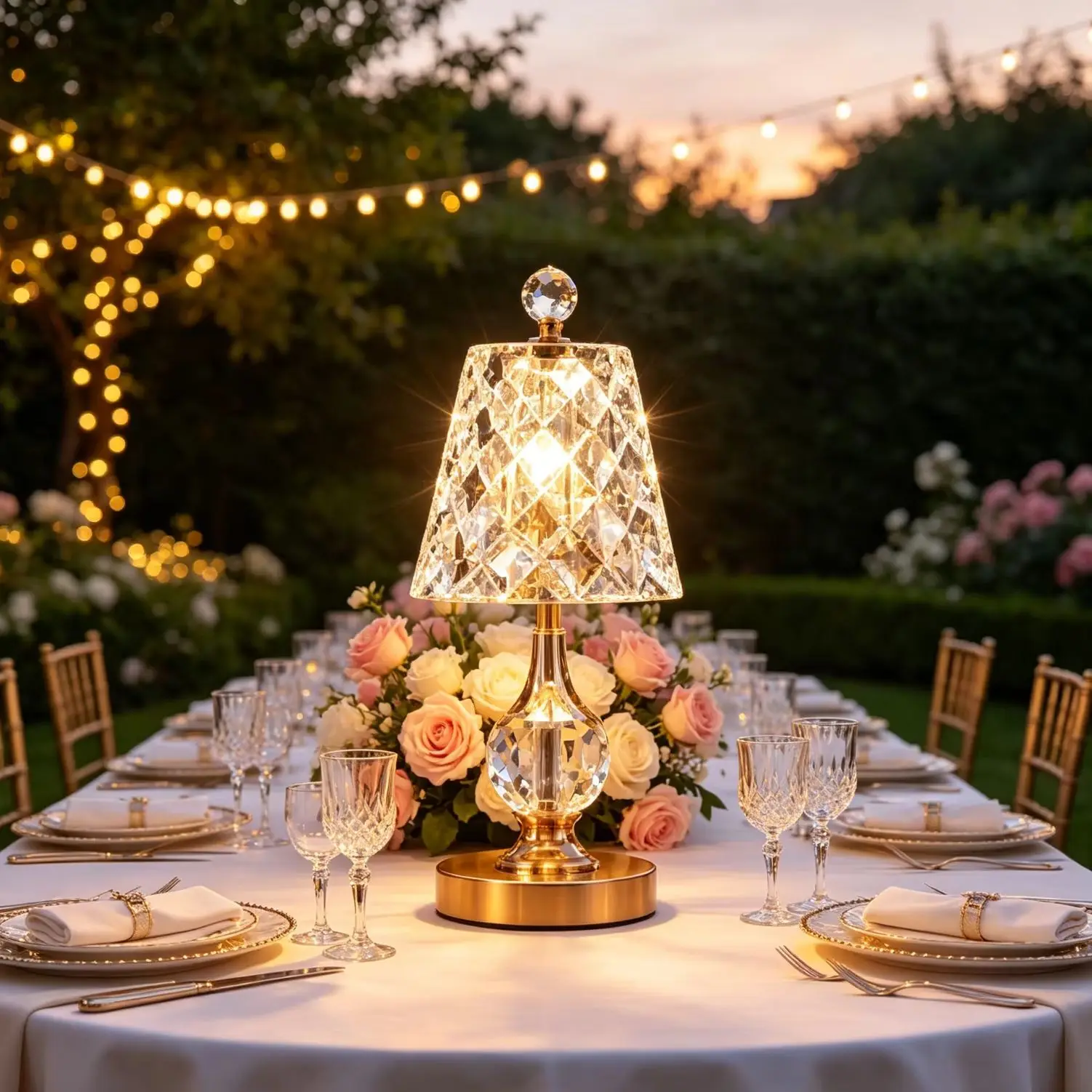 Elegant Crystal LED Desk Lamp - Luxury Bedroom Reading Side Table Light with Crystal Lampshade for Home Decor