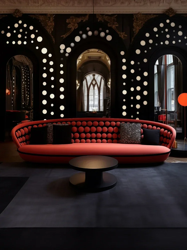 Polka dot fabric, sofa living room, furniture, with its own warm filter, integrating American, French and Japanese home