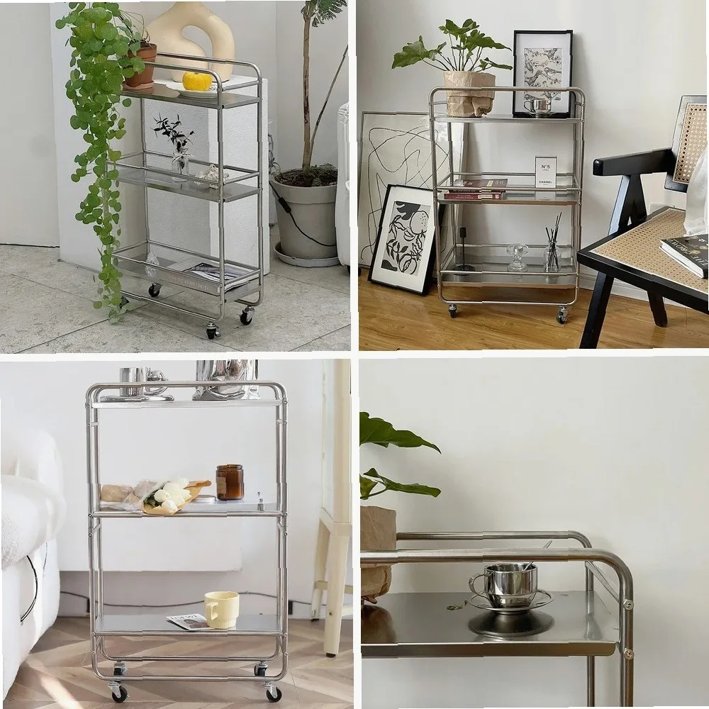 

Modern Rolling Storage Cart with Removable Wheels, Multi-layer Metal Shelf for Kitchen Island Trolley and Organizer