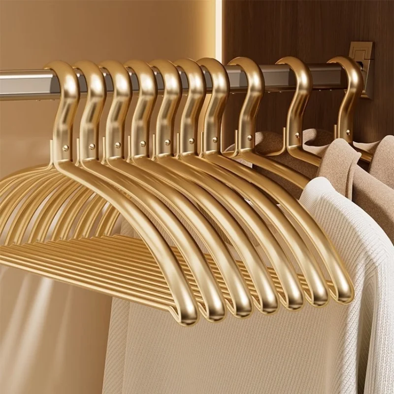 

10PCS Aluminum alloy clothes hanger for home use anti shoulder angle thickened clothes hanger for storage jacket clothes hanger