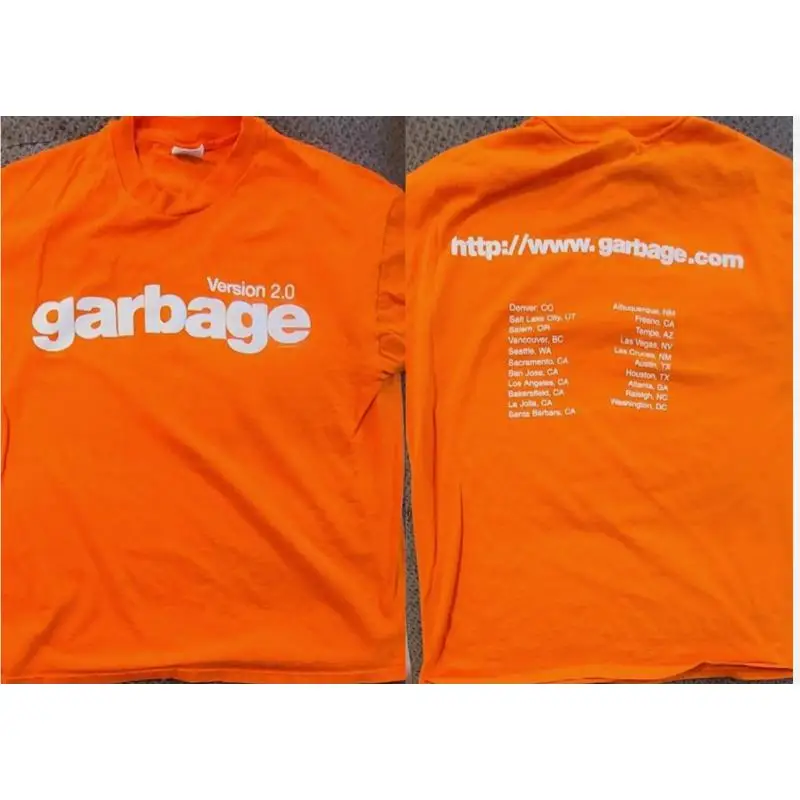 Vintage Garbage Version 2.0 1998 Concert 2 side T-Shirt reprint