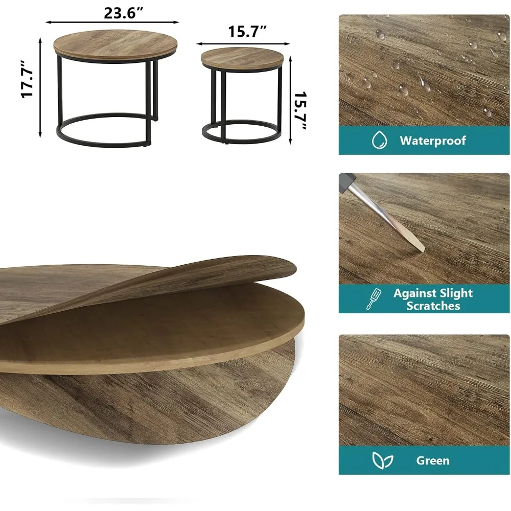 Nesting Coffee Table Set of 2, 23.6