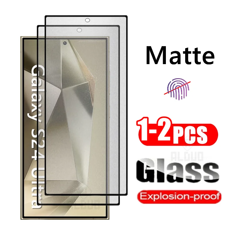 1-2PCS Matte Frosted Tempered Glass For Samsung Galaxy S24 Ultra S23 S22 Plus S24+ S23+ 5G Screen Protector  Sansung S24ultra