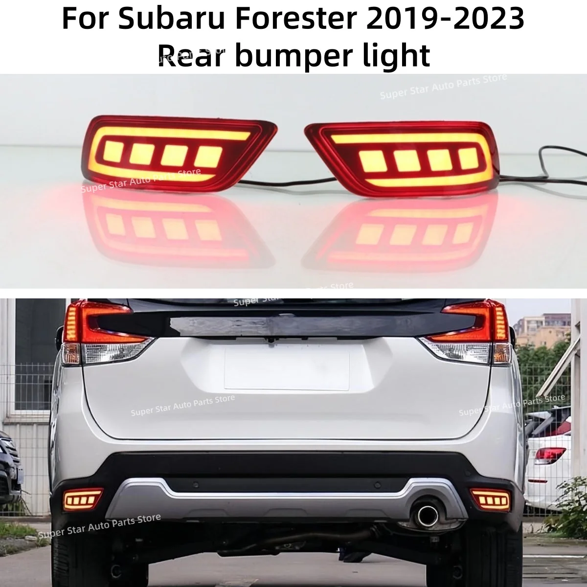 For Subaru Forester 2019-2023 Rear bumper light Modification LED Turn signal Brake light Driving light Three function Auto parts