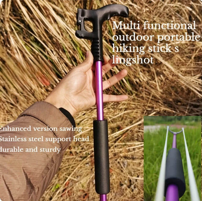 Outdoor Multifunctional EDC Hiking Poles Reinforced Version Saw Stainless Steel Support Head Portable Competitive Tool