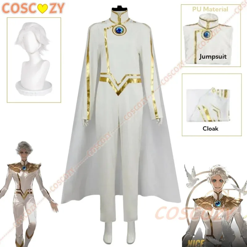 

Anime To Be Hero X Nice Cosplay Costume Wig Jumpsuit 【Made of PU Leather] + Cloak Lin Ling Halloween Party Men Uniform Full Set