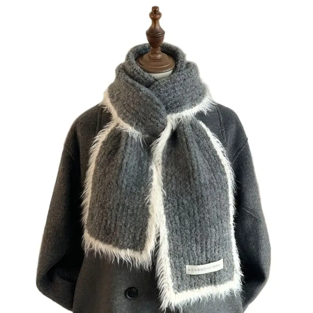 

Vintage Solid Color Long Scarf Soft Wool Blend Winter Fluffy Scarf Thick Ladies Neck Warmer Scarves Outdoor Warm