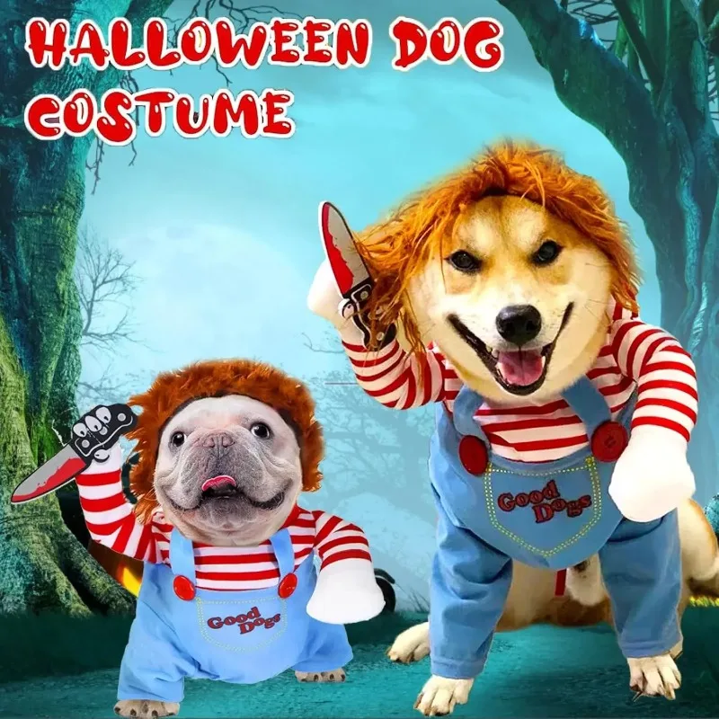 Spooky 3D Plush Dog Halloween Costume, Funny Transforming Outfit for Small to Medium Pets, Perfect for Trick-or-Treat Party.