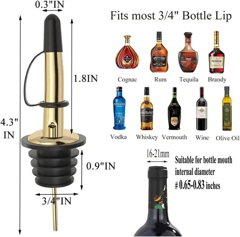 Confezione da 12 versatori per bottiglie di liquore beccuccio per Dispenser di olio d\'oliva in acciaio inossidabile, beccucci per versatore di alcol