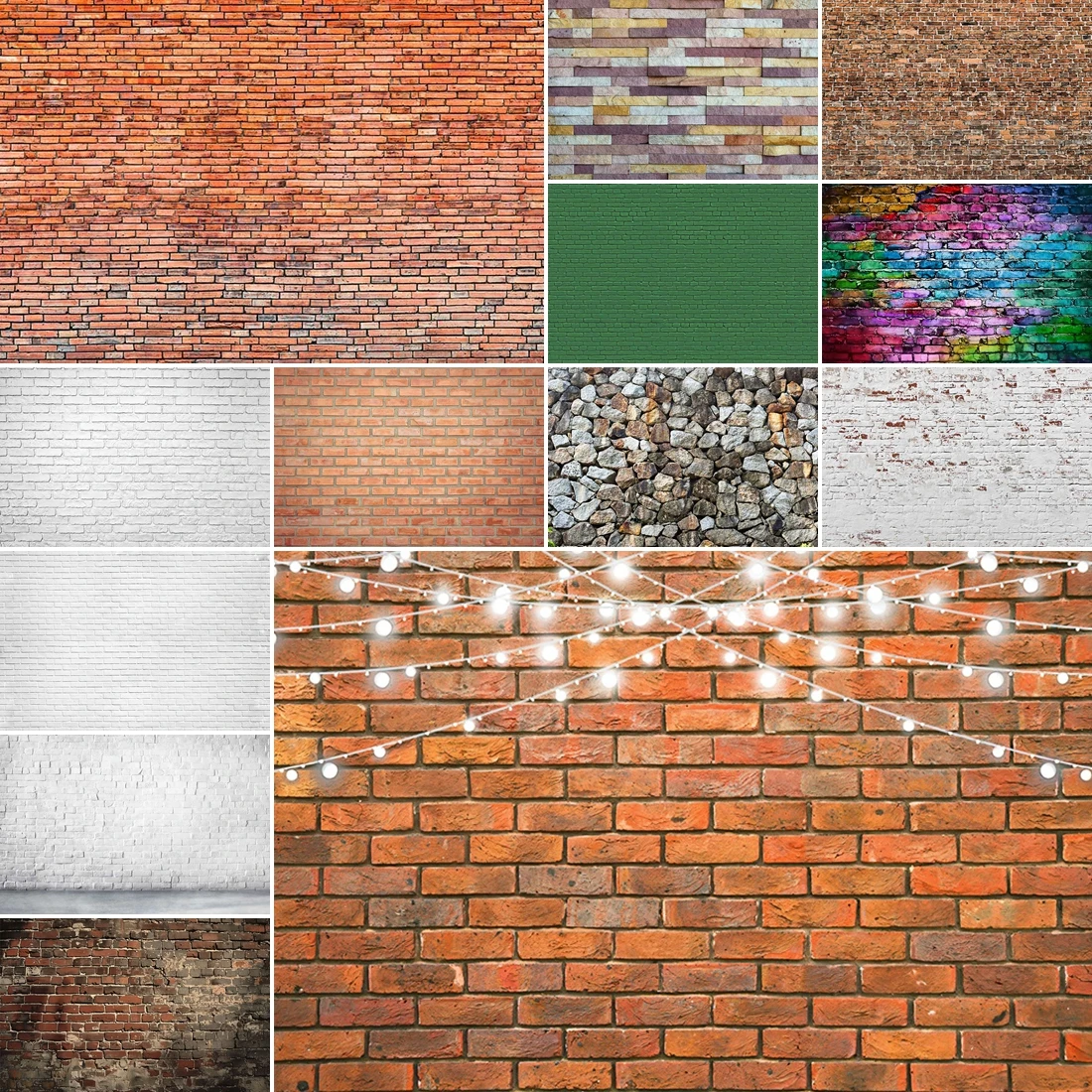 

MOON.QG Vintage Brick Walls Studio Background Red Custom Backdrop Photo Wall Baby Shower Family Newborn Photography Props