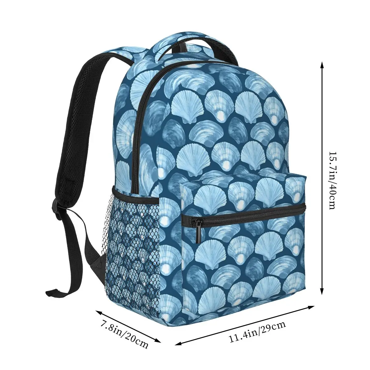 Beach Blue Shells Pattern Backpack Student Boys Girls BookBag Children School Bag Laptop Shoulder Bags for Men Women