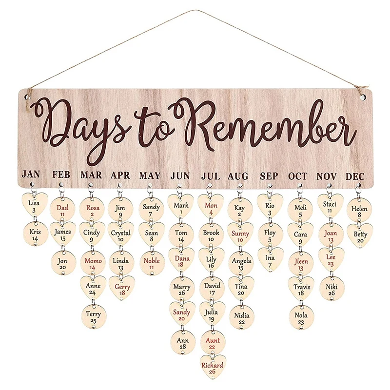 Holz kalender Geburtstag Erinnerung Wandbehang mit Tags DIY hängen Holz Geburtstag Erinnerung Kalender Home Wand dekoration