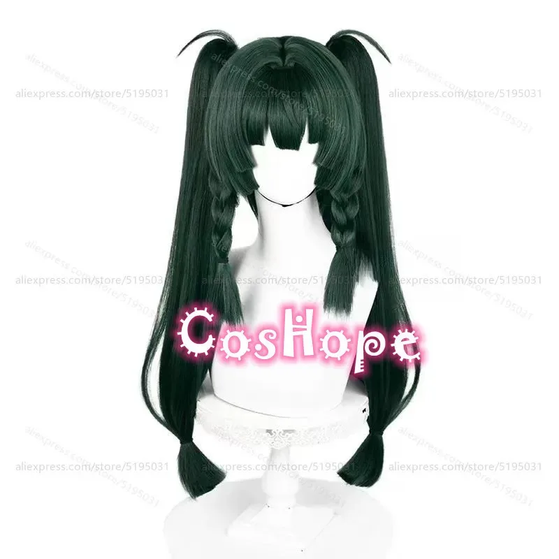 كاندي 2025ZZZ Qingyi مع ذيل حصان مزدوج شعر مستعار أخضر داكن أنيمي تأثيري الباروكات مقاومة للحرارة الاصطناعية