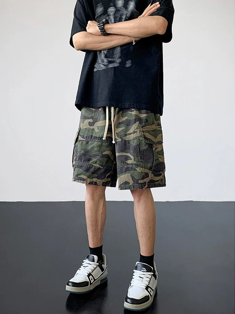 

Американские ретро-шорты в камуфляжном стиле для мужчин: летние, тонкие, свободные, повседневные, укороченные, в уличном стиле, модные, брендовые