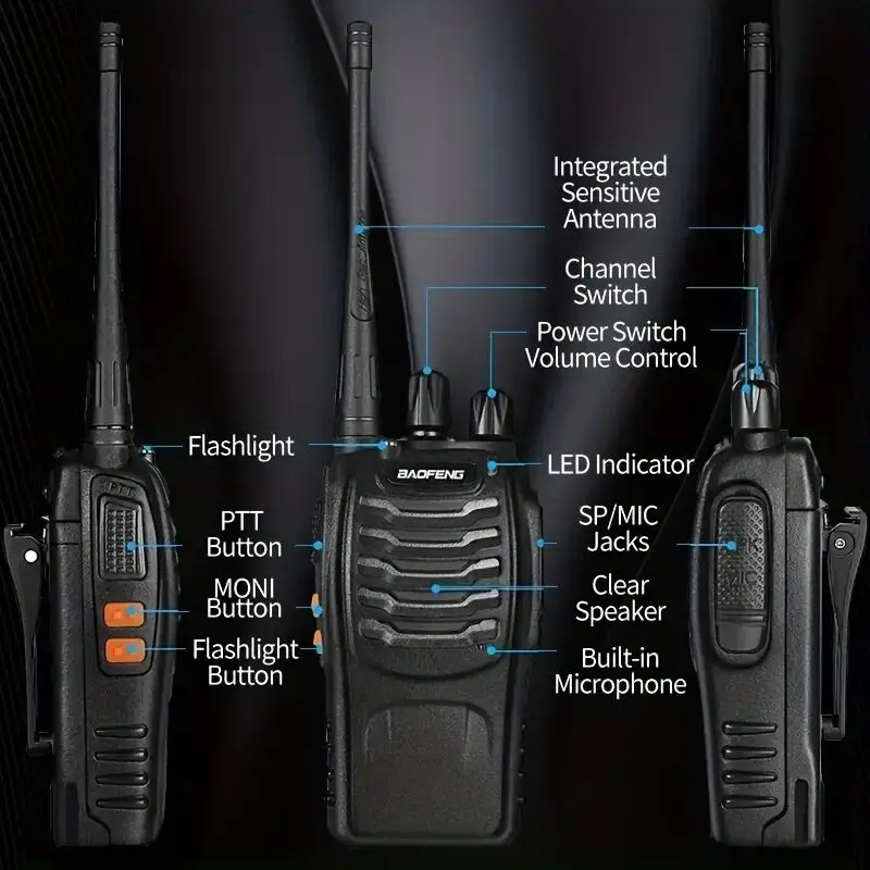 BaoFeng BF-888S Two Way Radio - Portable Walkie Talkie With Bulit In LED Flashlight And Headphones For Outdoor Adventures
