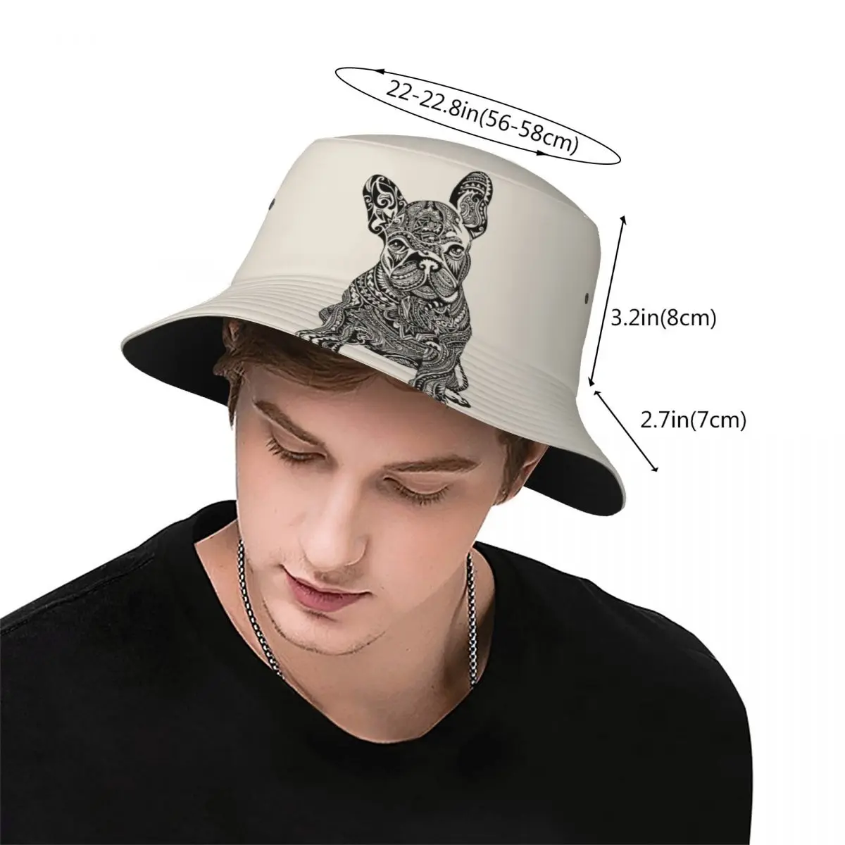 Custom Polynesian French Bulldog Bucket Hat Women Men Frenchie Dog Lover Beach Sun Summer Fisherman Cap